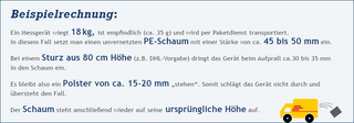 Beispielrechnung Schaumverpackung Beispielrechnung Schaumverpackung