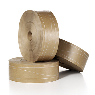 Nassklebeband verstärkt mit 2 Längs- und 1 Sinusfaden