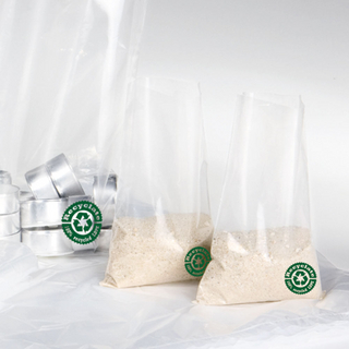 rLDPE-Flachbeutel/Polybeutel mit grünem Recycling-Zeichen