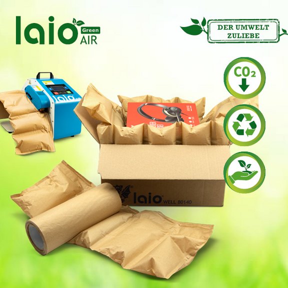 laio® Green AIR 18022 biologisch abbaubare Luftpolsterkissen aus Papier