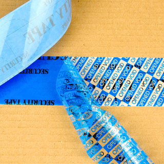 PET Sicherheitsklebeband, blau mit schwarzem Oberflächendruck PET Sicherheitsklebeband, blau mit schwarzem Oberflächendruck