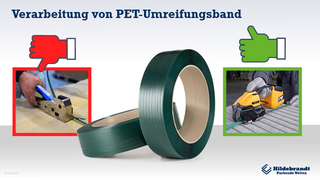 Manuelle Verarbeitung von PET-Umreifungband Manuelle Verarbeitung von PET-Umreifungband