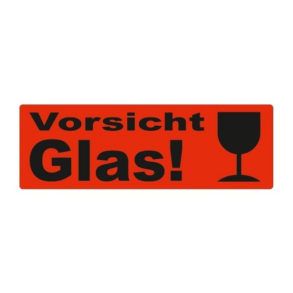 Haftetiketten, Vorsicht Glas! mit Kelch, leuchtrot