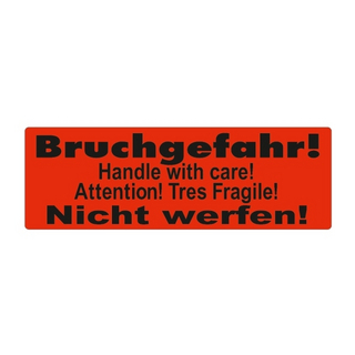Haftetiketten, Bruchgefahr! Nicht werfen!, leuchtrot