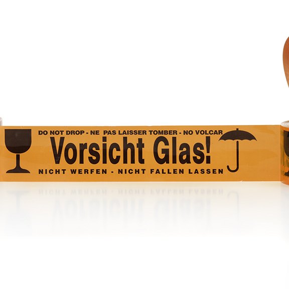 PP Warnklebeband Vorsicht Glas, schwarz auf orange