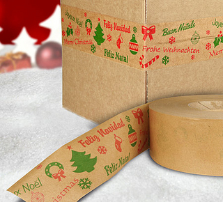 Nassklebeband mit Weihnachstmotiven