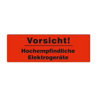 Haftetiketten, Vorsicht! Hochempfindliche Elektrogeräte, leuchtrot