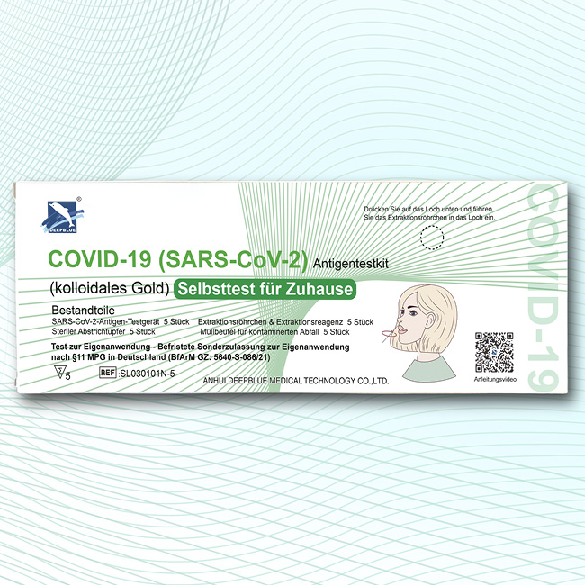 COVID-19 (SARS-CoV-2) Antigentestkit für Selbsttest Vorderseite