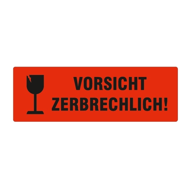 Haftetiketten, Vorsicht zerbrechlich! mit Kelch, leuchtrot