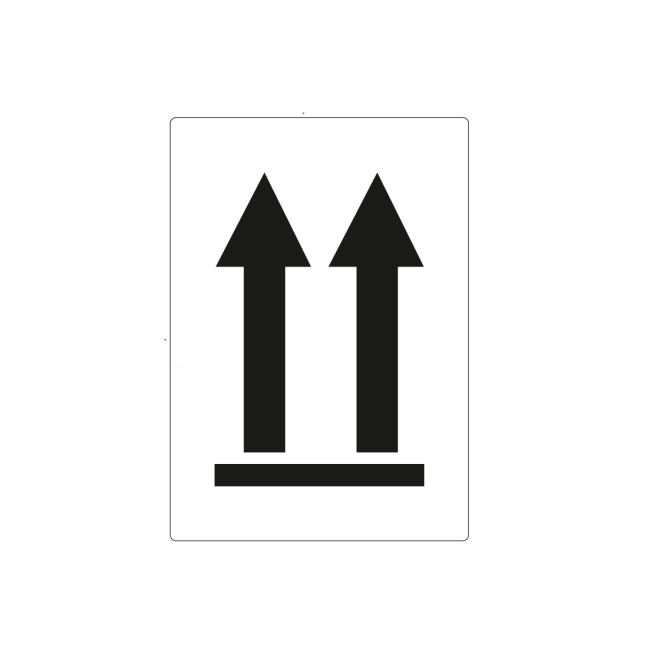 Haftetiketten, Symbol 2 Pfeile nach oben auf waagerechter Linie, weiß