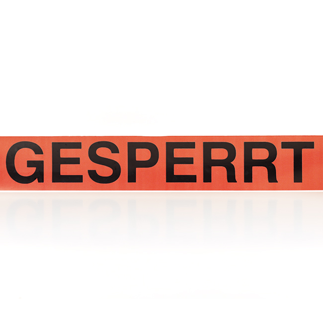 PVC Warnklebeband Gesperrt, schwarz auf rot