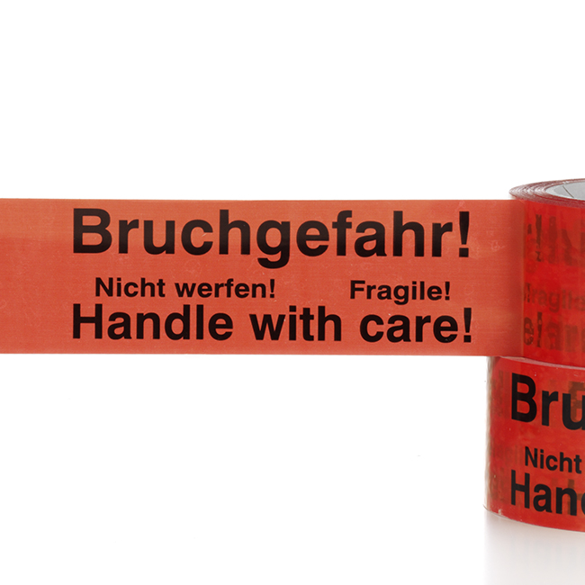 PVC Warnklebeband Bruchgefahr, Nicht werfen, schwarz auf rot