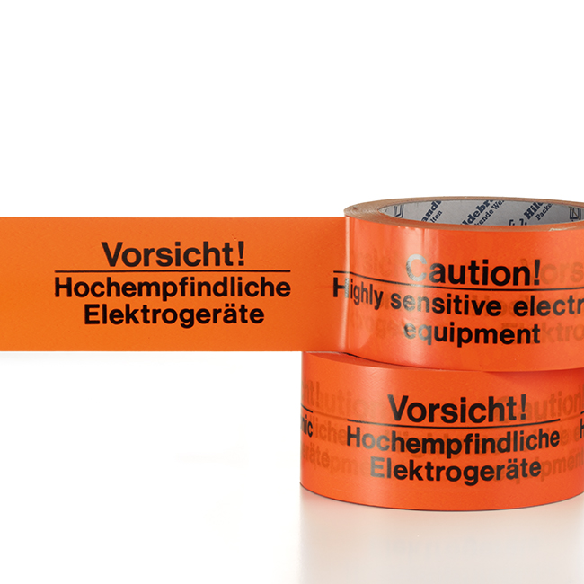 PP Warnklebeband Hochempfindliche Elektrogeräte, schwarz auf orange