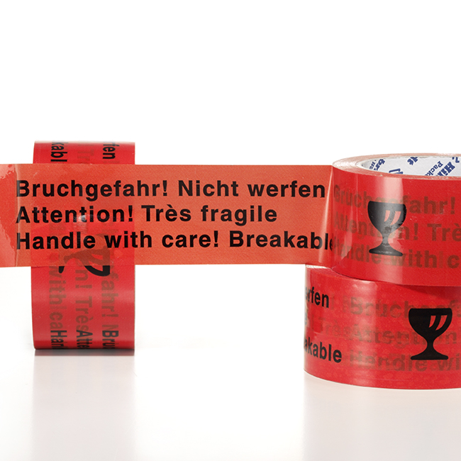 PP Warnklebeband Bruchgefahr, Nicht werfen, schwarz auf rot