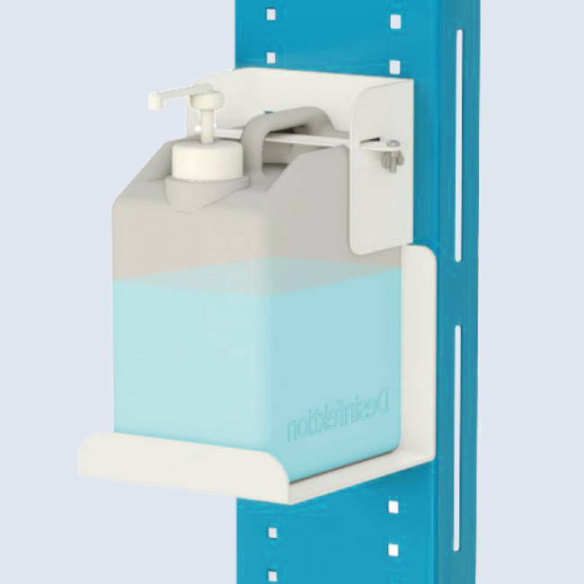 Hygienesäule laio® CLEAN mit Desinfektionsmittelhalterung inkl. Spritzschutz