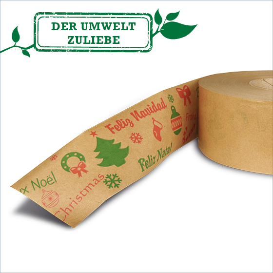 weihnachtliches Nassklebeband aus Kraftpapier